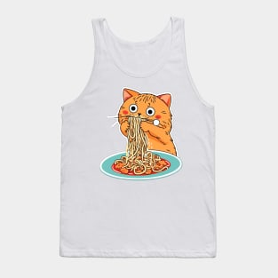 Cat eating spaghetti meme Tank Top